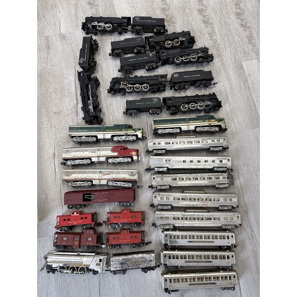 Vintage American Flyer S Gauge Train Lot – Locomotives, Silver Bullet - AS-IS